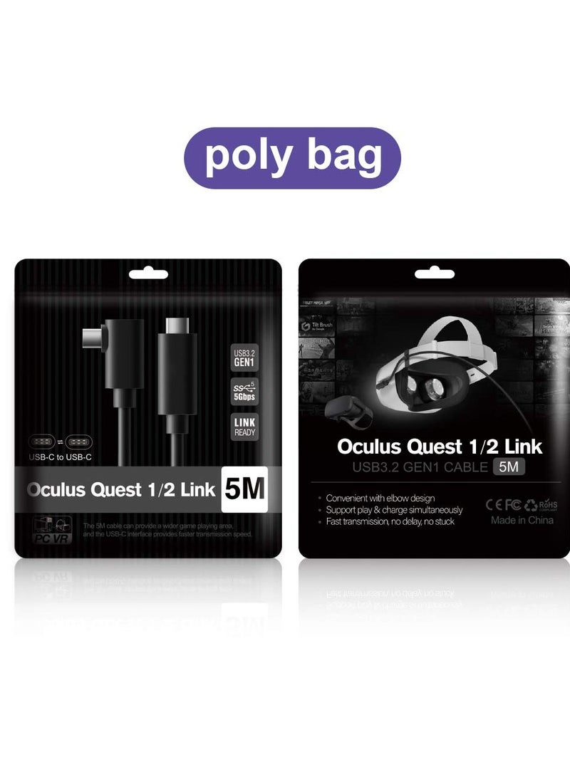 كابل بث Type-C لـ Quest 2 وسماعة الواقع الافتراضي Oculus Link - كابل اتصال عالي السرعة لنقل البيانات وشحن سريع (5 متر) - Image 5